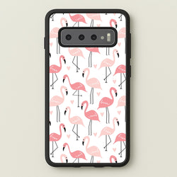 White & Pink Flamingo Pattern  - Flamingos Phone Case for Galaxy S10 Plus
