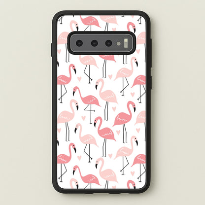 White & Pink Flamingo Pattern  - Flamingos Phone Case for Galaxy S10 Plus