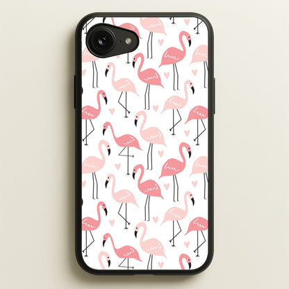 White & Pink Flamingo Pattern  - Flamingos Phone Case for iPhone 16e