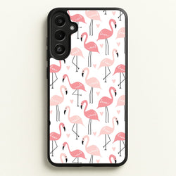 White & Pink Flamingo Pattern  - Flamingos Phone Case for Galaxy A36