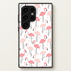 White & Pink Flamingo Pattern  - Flamingos Phone Case for Galaxy S24 Ultra