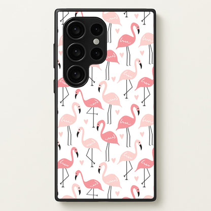 White & Pink Flamingo Pattern  - Flamingos Phone Case for Galaxy S24 Ultra