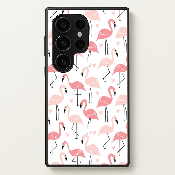 White & Pink Flamingo Pattern  - Flamingos Phone Case for Galaxy S24 Ultra