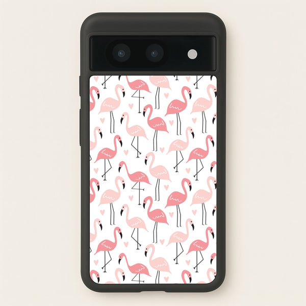 White & Pink Flamingo Pattern  - Flamingos Phone Case for Google Pixel 8a