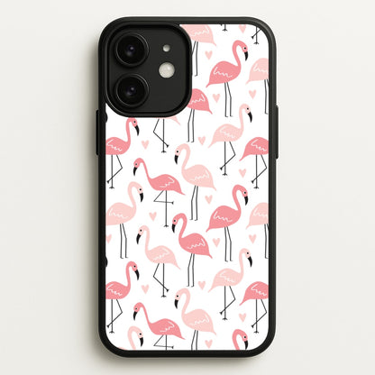 White & Pink Flamingo Pattern  - Flamingos Phone Case for iPhone 11