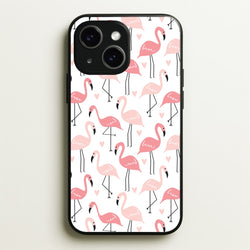 White & Pink Flamingo Pattern  - Flamingos Phone Case for iPhone 14 Plus