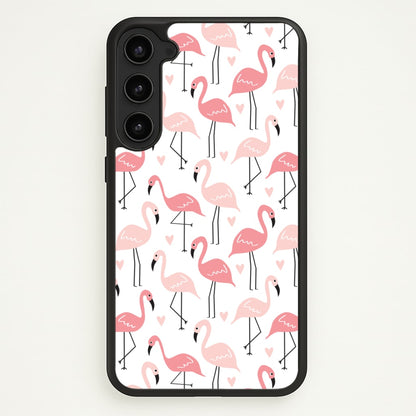 White & Pink Flamingo Pattern  - Flamingos Phone Case for Galaxy S23 Plus
