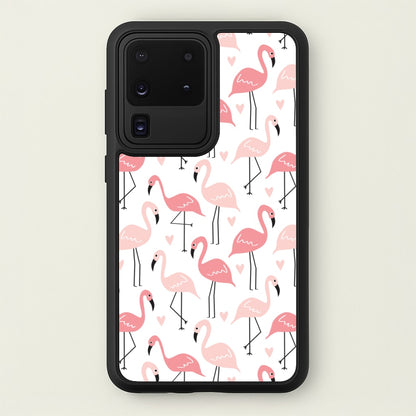 White & Pink Flamingo Pattern  - Flamingos Phone Case for Galaxy S20 Ultra