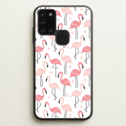 White & Pink Flamingo Pattern  - Flamingos Phone Case for Galaxy A21s