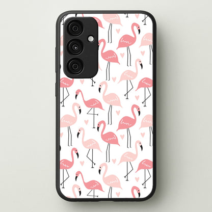 White & Pink Flamingo Pattern  - Flamingos Phone Case for Galaxy A15