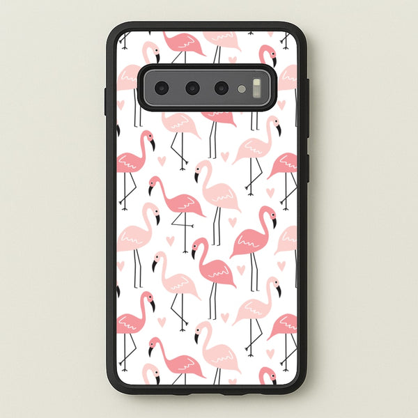 White & Pink Flamingo Pattern  - Flamingos Phone Case for Galaxy S10