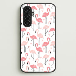 White & Pink Flamingo Pattern  - Flamingos Phone Case for Galaxy S23FE