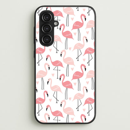 White & Pink Flamingo Pattern  - Flamingos Phone Case for Galaxy S23FE