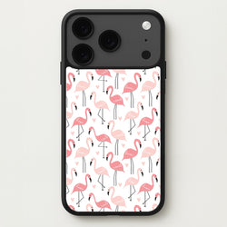 White & Pink Flamingo Pattern Phone Case for iPhone 17 Pro