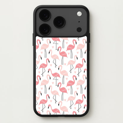 White & Pink Flamingo Pattern Phone Case for iPhone 17 Pro