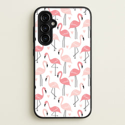 White & Pink Flamingo Pattern  - Flamingos Phone Case for Galaxy A54