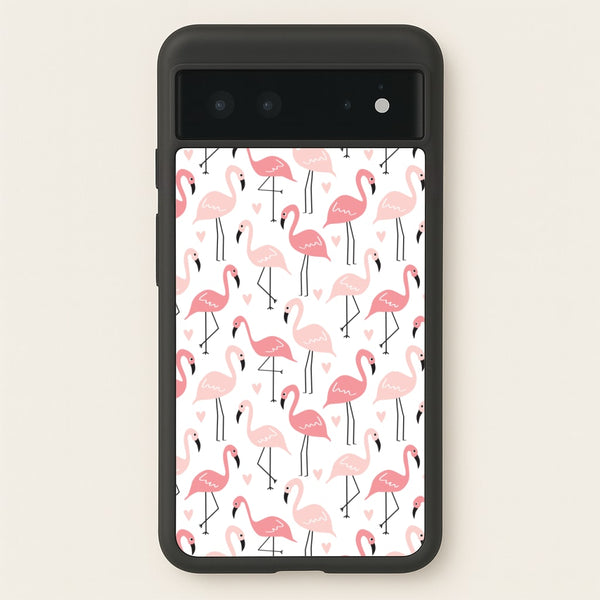 White & Pink Flamingo Pattern  - Flamingos Phone Case for Google Pixel 6