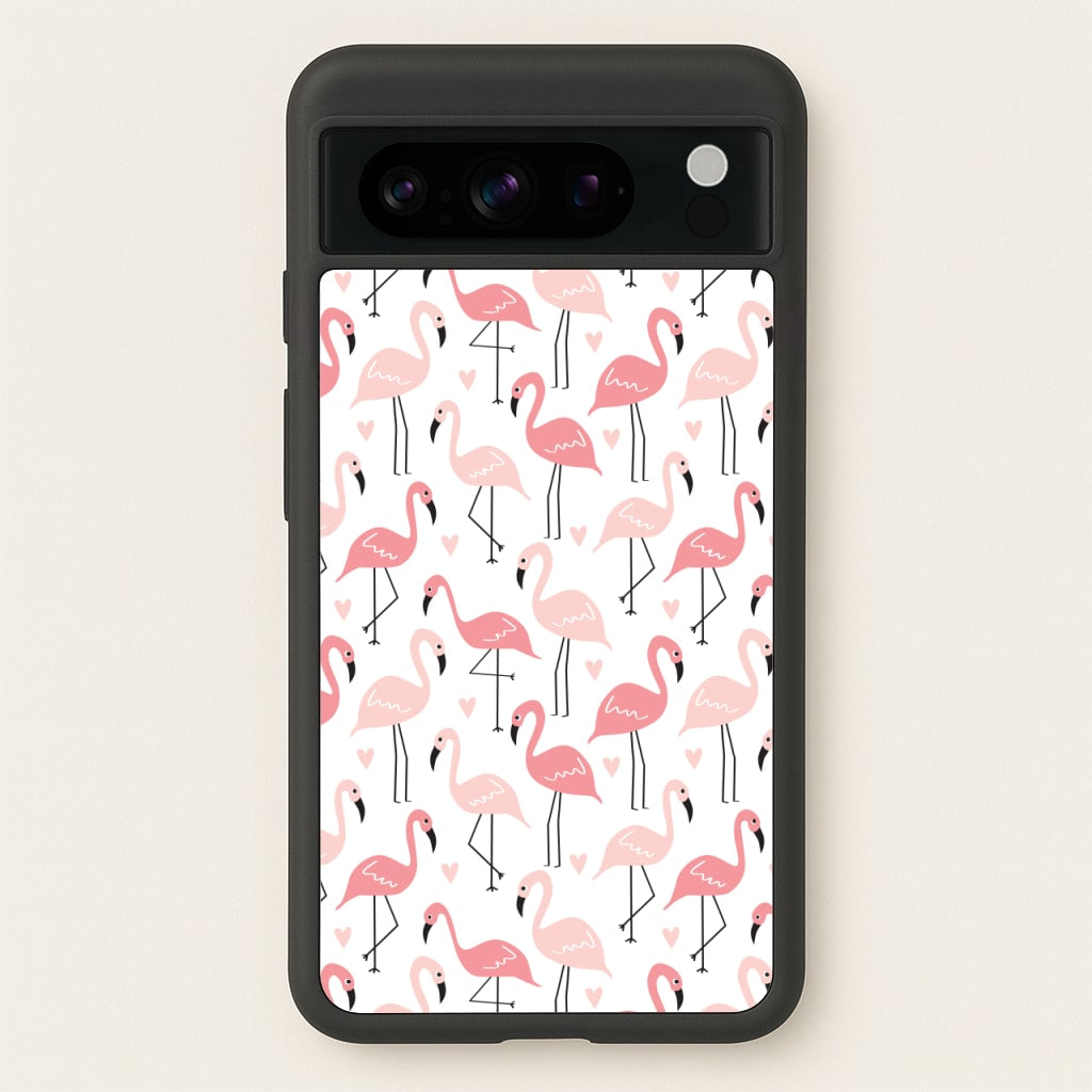 White & Pink Flamingo Pattern  - Flamingos Phone Case for Google Pixel 8 Pro