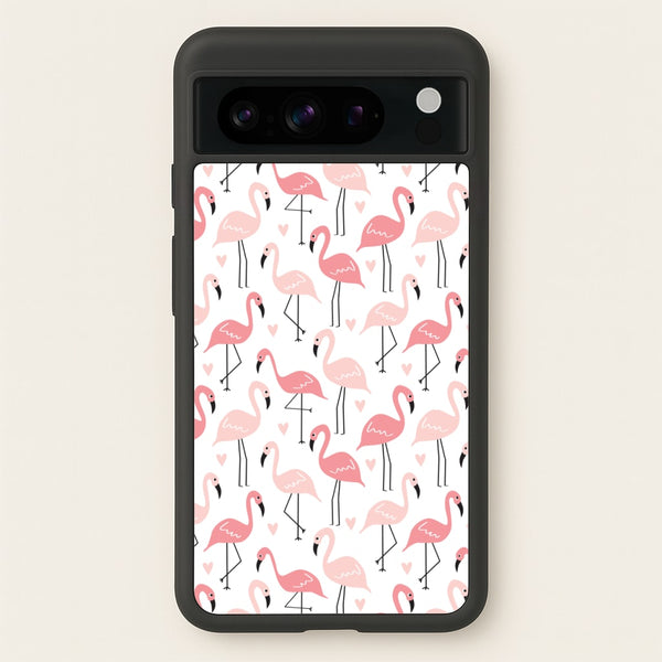 White & Pink Flamingo Pattern  - Flamingos Phone Case for Google Pixel 8 Pro