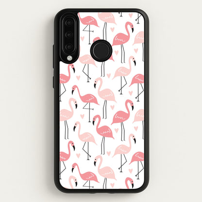 White & Pink Flamingo Pattern  - Flamingos Phone Case for Huawei P30 Lite