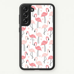 White & Pink Flamingo Pattern  - Flamingos Phone Case for Galaxy S21 Plus