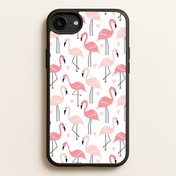 White & Pink Flamingo Pattern  - Flamingos Phone Case for iPhone 6 / 7 / 8 / SE