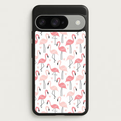 White & Pink Flamingo Pattern Phone Case for Google Pixel 10 / 10 Pro