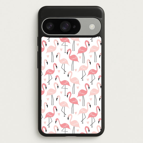 White & Pink Flamingo Pattern Phone Case for Google Pixel 10 / 10 Pro