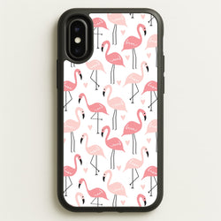 White & Pink Flamingo Pattern  - Flamingos Phone Case for iPhone X / XS