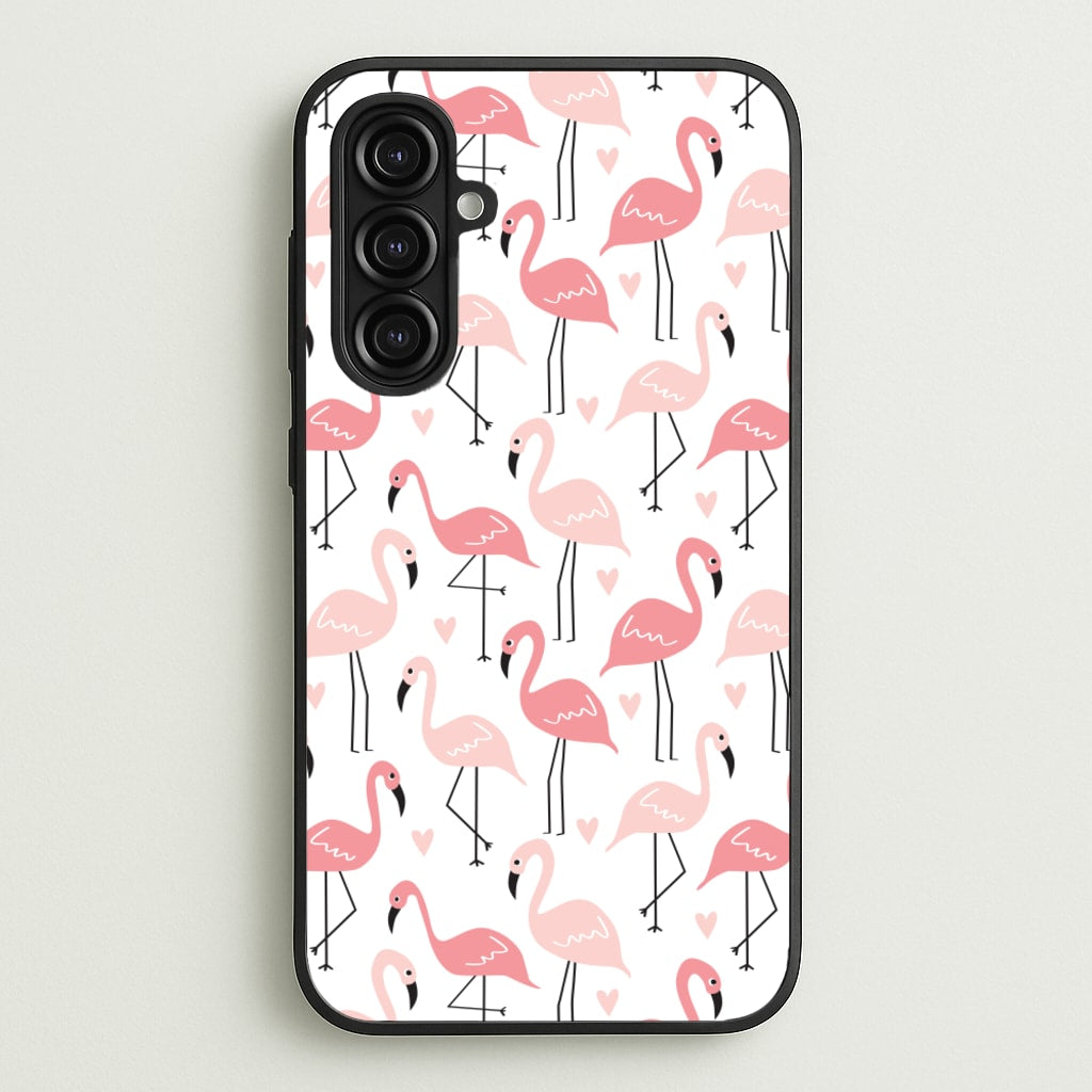 White & Pink Flamingo Pattern  - Flamingos Phone Case for Galaxy A16