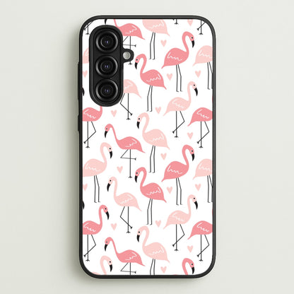 White & Pink Flamingo Pattern  - Flamingos Phone Case for Galaxy A16
