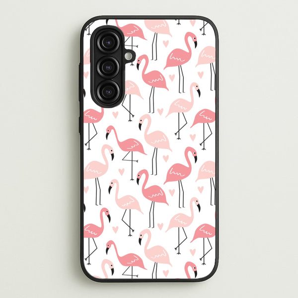White & Pink Flamingo Pattern  - Flamingos Phone Case for Galaxy A16