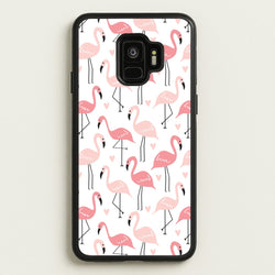 White & Pink Flamingo Pattern  - Flamingos Phone Case for Galaxy S9