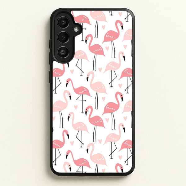 White & Pink Flamingo Pattern  - Flamingos Phone Case for Galaxy A34