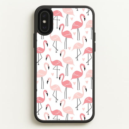 White & Pink Flamingo Pattern  - Flamingos Phone Case for iPhone XS Max
