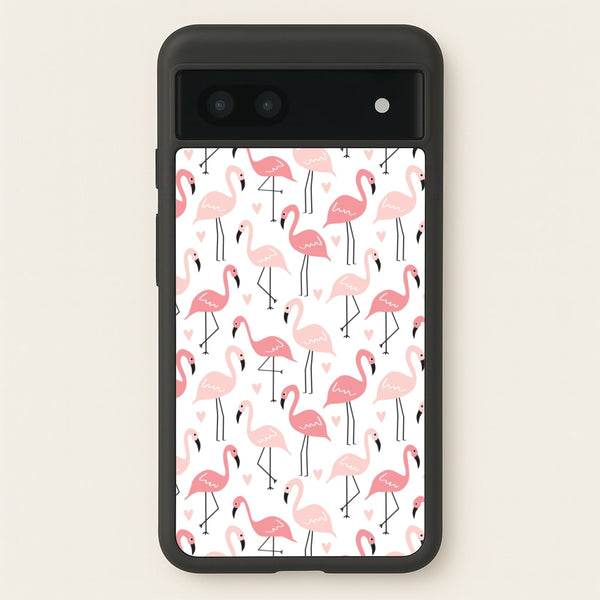 White & Pink Flamingo Pattern  - Flamingos Phone Case for Google Pixel 7a
