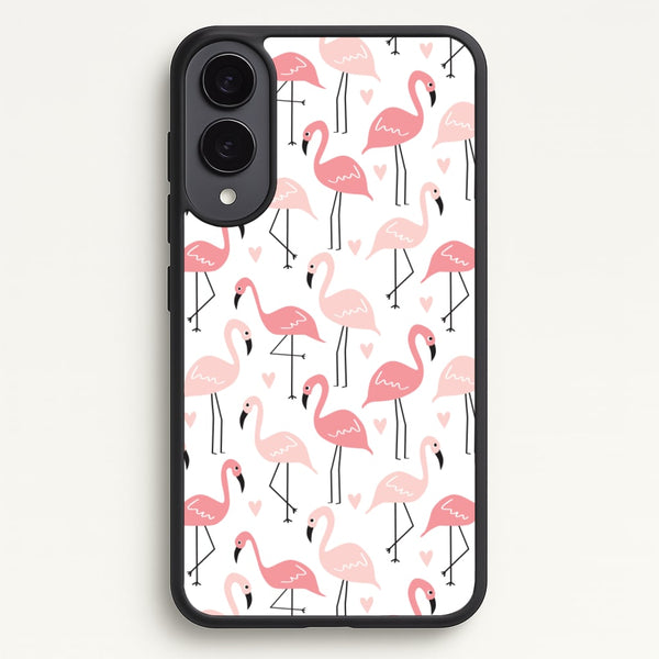 White & Pink Flamingo Pattern  - Flamingos Phone Case for Galaxy S25 Edge