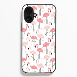 White & Pink Flamingo Pattern  - Flamingos Phone Case for iPhone 16 Plus