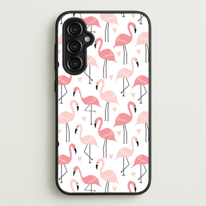 White & Pink Flamingo Pattern  - Flamingos Phone Case for Galaxy A14