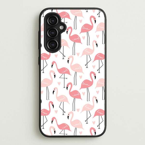 White & Pink Flamingo Pattern  - Flamingos Phone Case for Galaxy A14