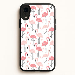White & Pink Flamingo Pattern  - Flamingos Phone Case for iPhone XR