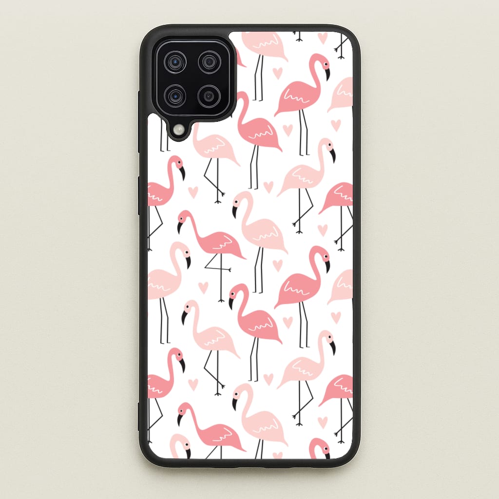 White & Pink Flamingo Pattern  - Flamingos Phone Case for Galaxy A12