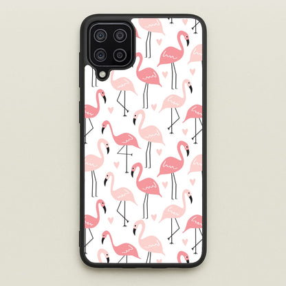 White & Pink Flamingo Pattern  - Flamingos Phone Case for Galaxy A12