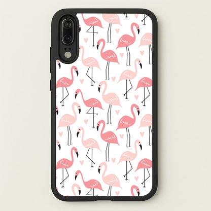 White & Pink Flamingo Pattern  - Flamingos Phone Case for Huawei P20