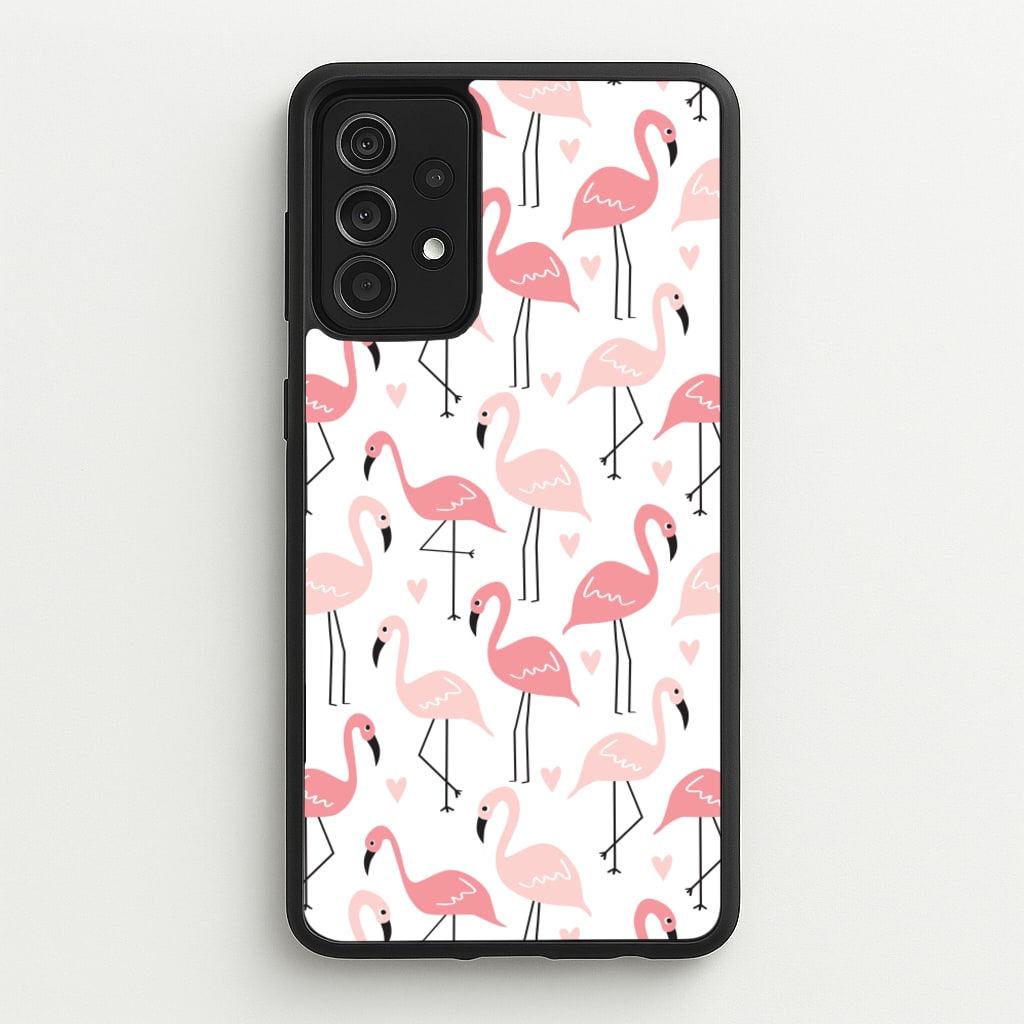 White & Pink Flamingo Pattern  - Flamingos Phone Case for Galaxy A52 / A52s