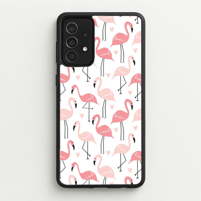 White & Pink Flamingo Pattern  - Flamingos Phone Case for Galaxy A52 / A52s