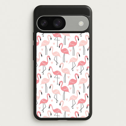 White & Pink Flamingo Pattern  - Flamingos Phone Case for Google Pixel 9 / 9 Pro