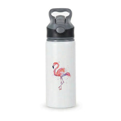 Watercolour Flamingo Painting Active Water Bottle - Black