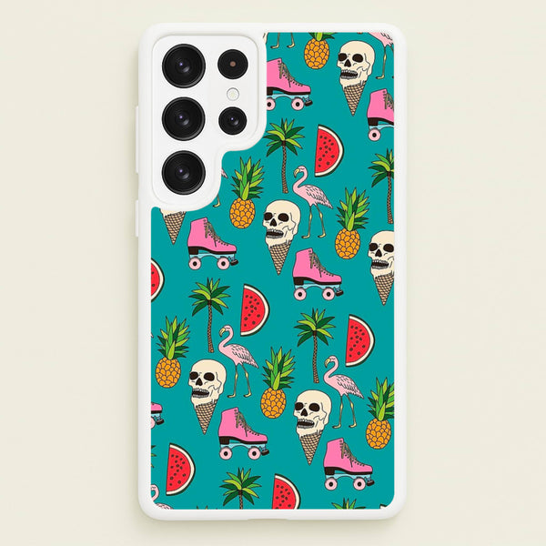 Skull Creams - Summer Pattern  - Flamingos Phone Case for Galaxy S23 Ultra