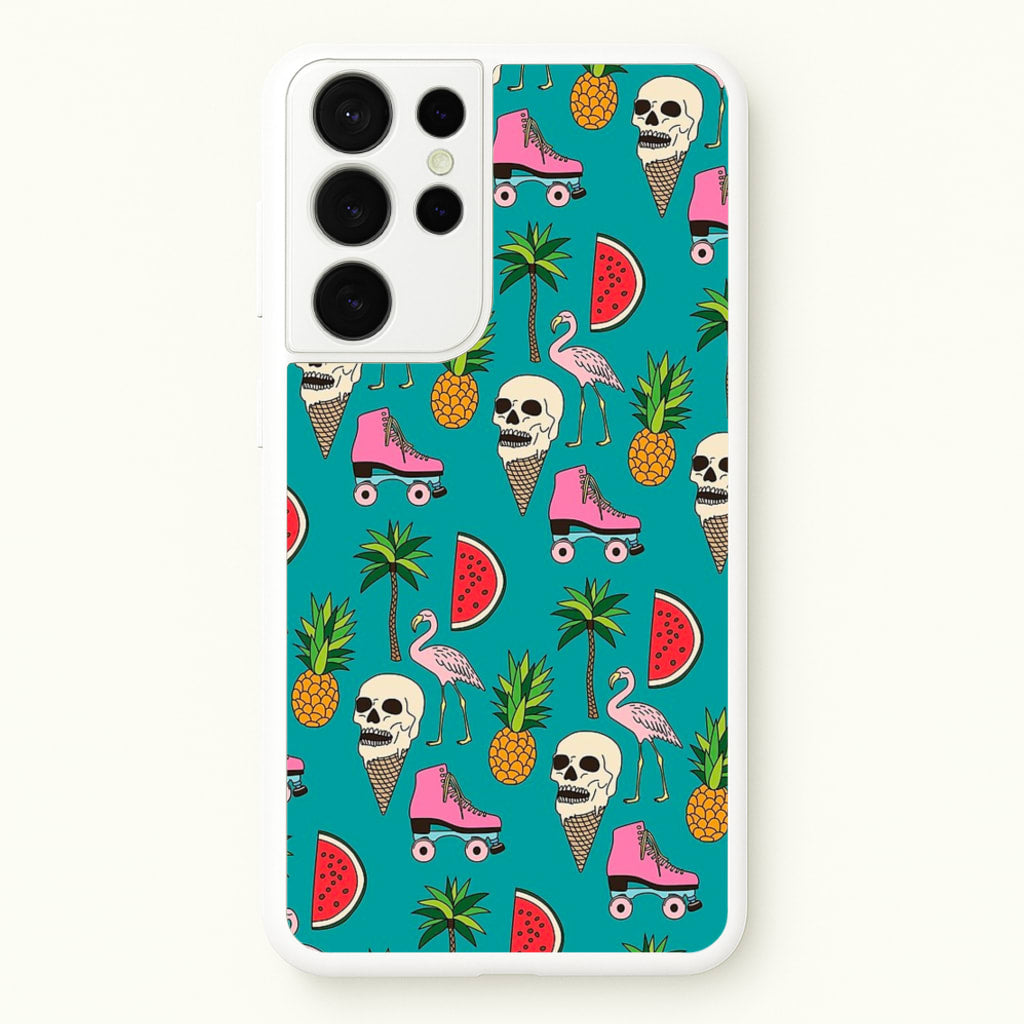 Skull Creams - Summer Pattern  - Flamingos Phone Case for Galaxy S21 Ultra